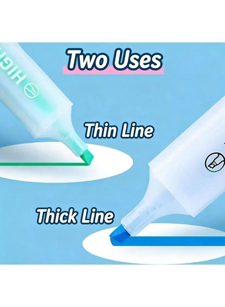 4 Pack Aesthetic Highlighter, Chisel Tip Marker, Water-Based, Quick Drying, (6 Colors, Green, Blue, Purple) - Image 5